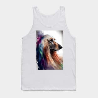 Watercolor Afghan Hound with Rainbow Colored Accents Tank Top